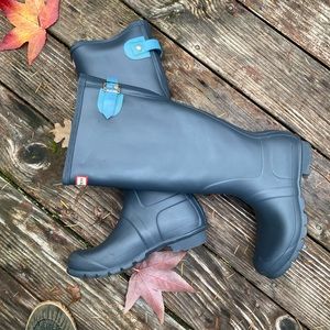 Hunter original tall boots with adjustable back strap. Like new with box.
